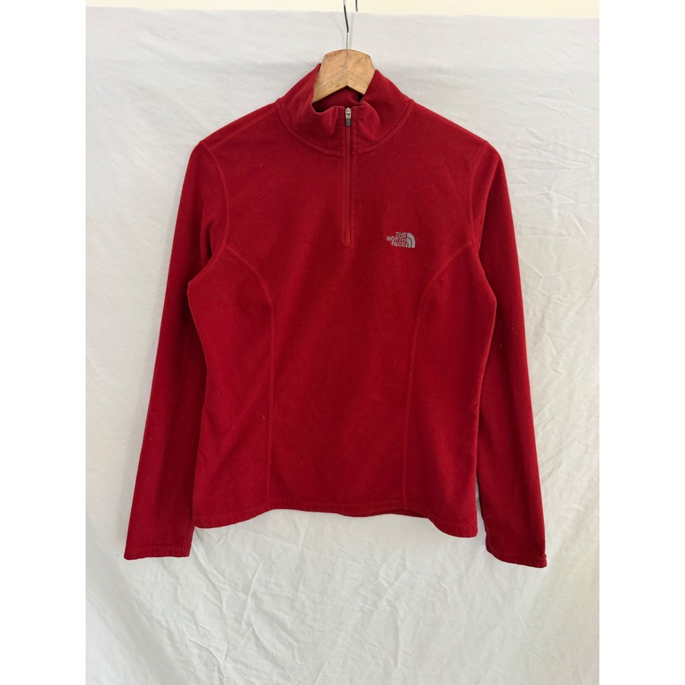 The North Face Fleece Pullover Womens Red TKA 100 Quarter Zip Medium